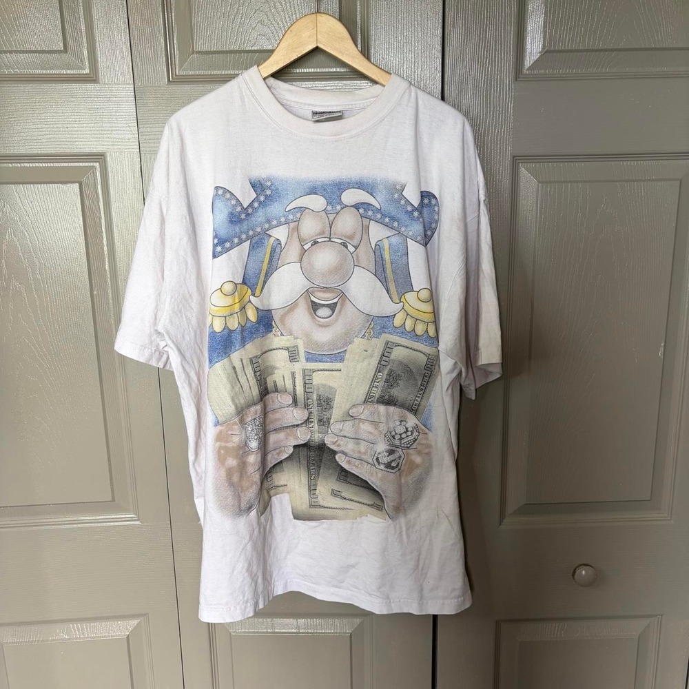 Vintage Captain Crunch Money Shirt Y2K Nona-T Graphic Tee White XXL Urban Grunge